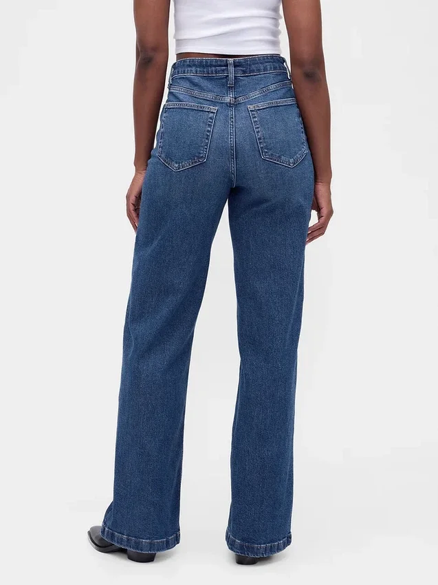 Curvy jeans met hoge taille en wijde pijpen