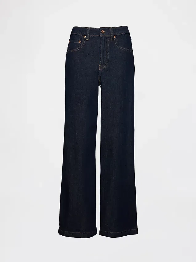 Curvy jeans met hoge taille en wijde pijpen