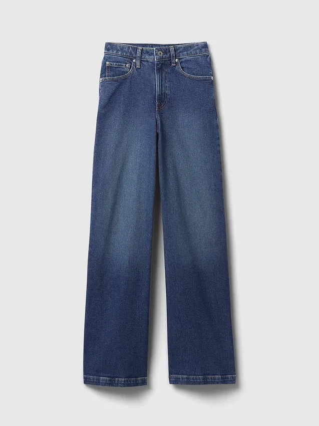 Curvy jeans met hoge taille en wijde pijpen