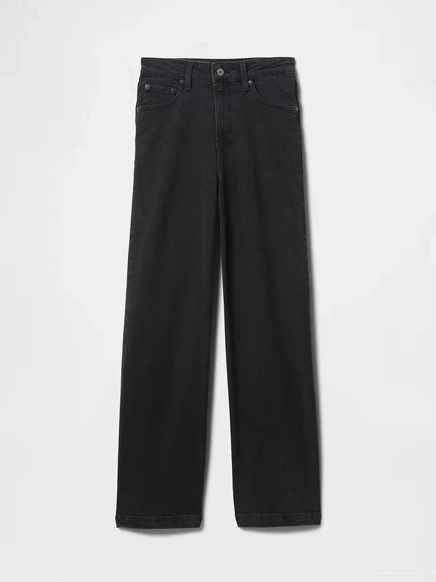 Curvy jeans met hoge taille en wijde pijpen