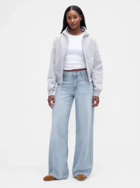 Curvy mid-rise ultrazachte baggy Jeans
