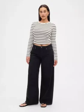 Curvy mid-rise ultrazachte baggy Jeans