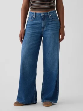 Curvy mid-rise ultrazachte baggy Jeans