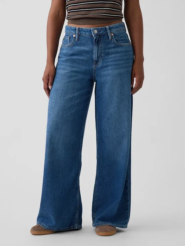 Curvy mid-rise ultrazachte baggy Jeans