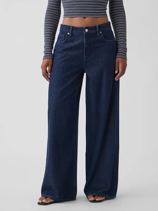 Curvy mid-rise ultrazachte baggy Jeans