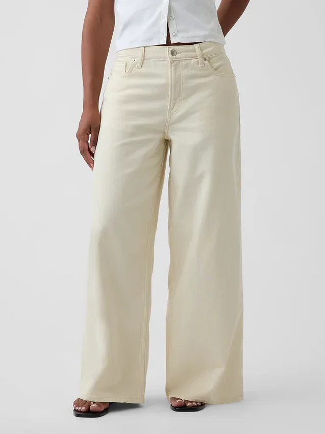 Curvy mid-rise ultrazachte baggy Jeans
