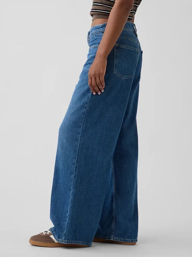 Curvy mid-rise ultrazachte baggy Jeans