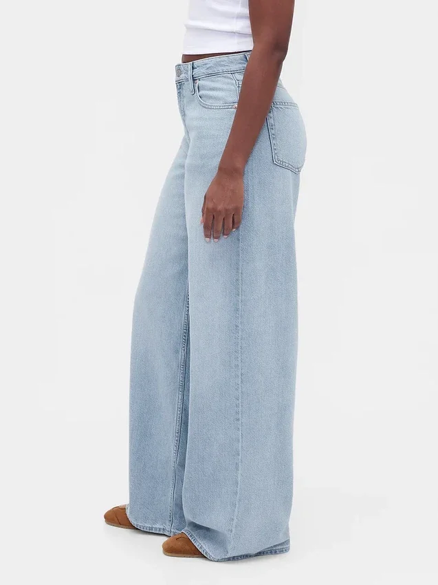 Curvy mid-rise ultrazachte baggy Jeans