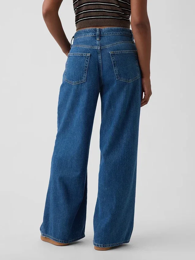 Curvy mid-rise ultrazachte baggy Jeans