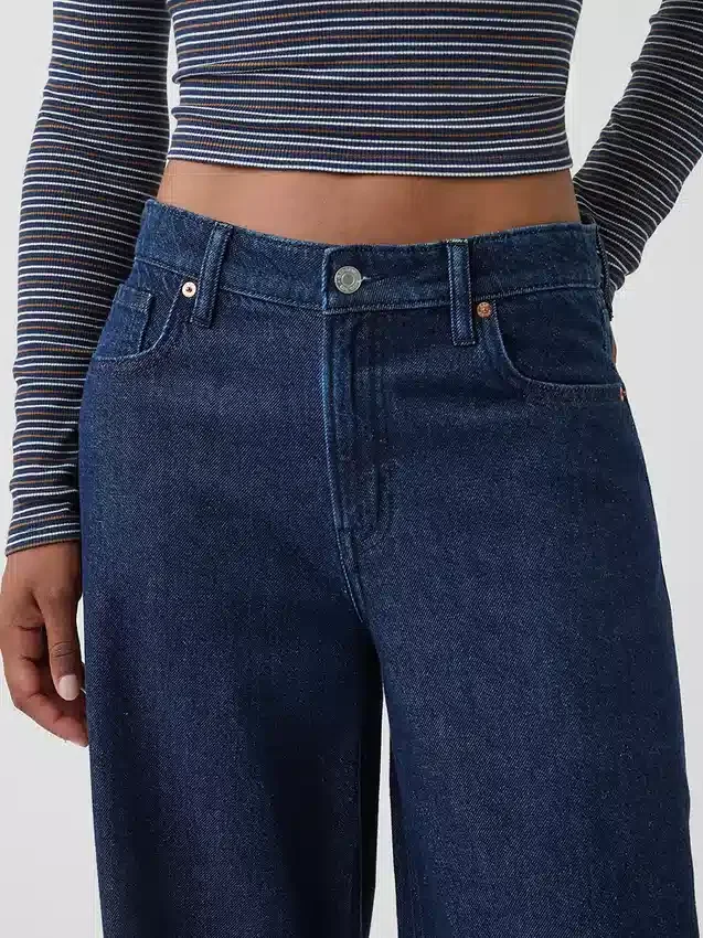 Curvy mid-rise ultrazachte baggy Jeans