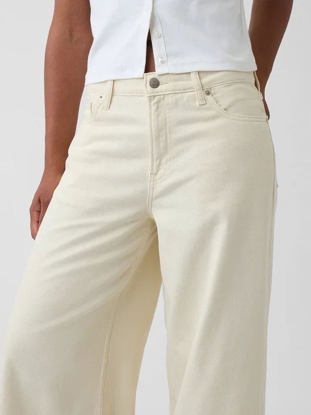 Curvy mid-rise ultrazachte baggy Jeans