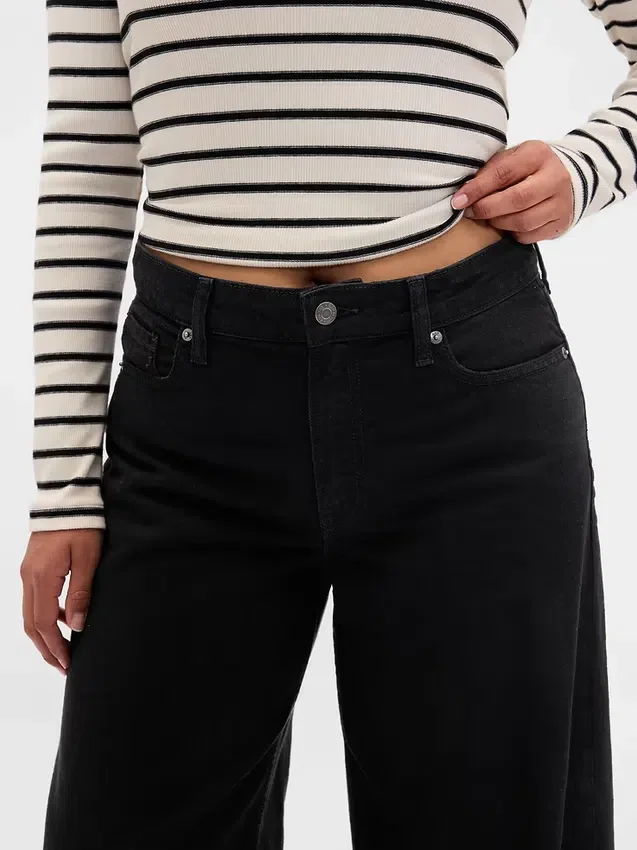 Curvy mid-rise ultrazachte baggy Jeans