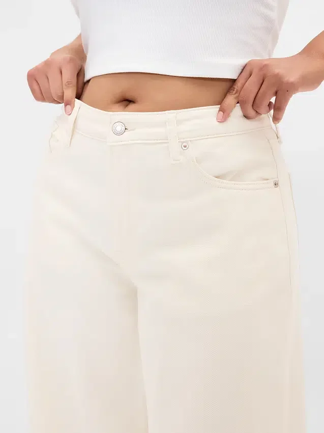 Curvy mid-rise ultrazachte baggy Jeans