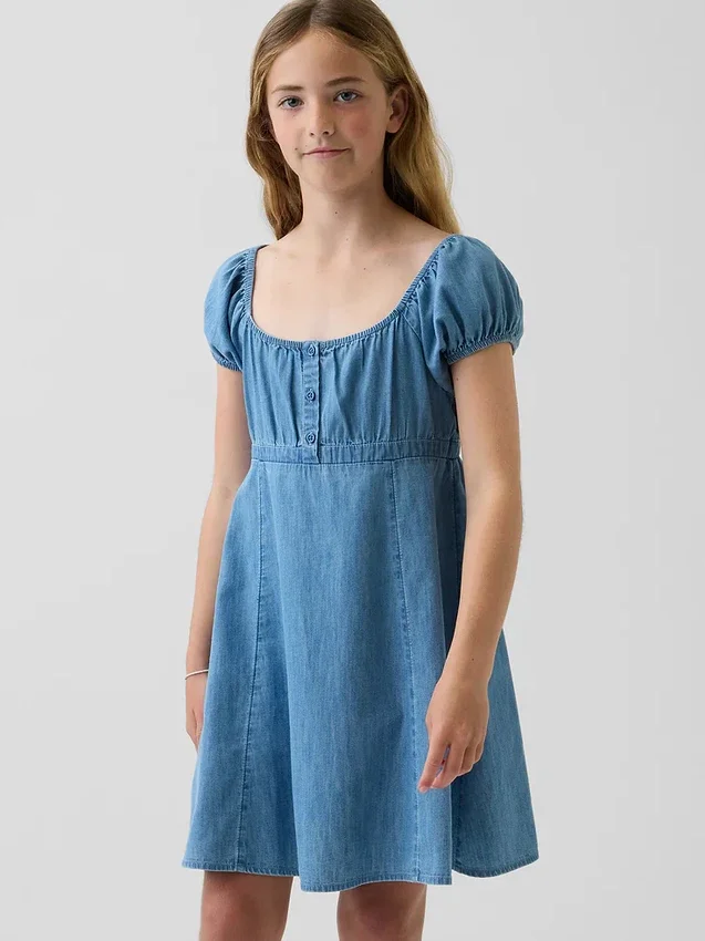 Denim babydoll-jurk voor kinderen