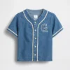 Denim baseballshirt met varsity-logo voor Baby & Peuter