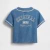 Denim baseballshirt met varsity-logo voor Baby & Peuter