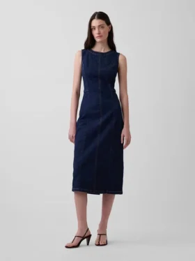Denim bodycon midi-jurk