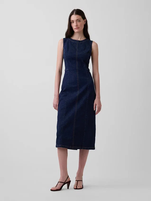 Denim bodycon midi-jurk