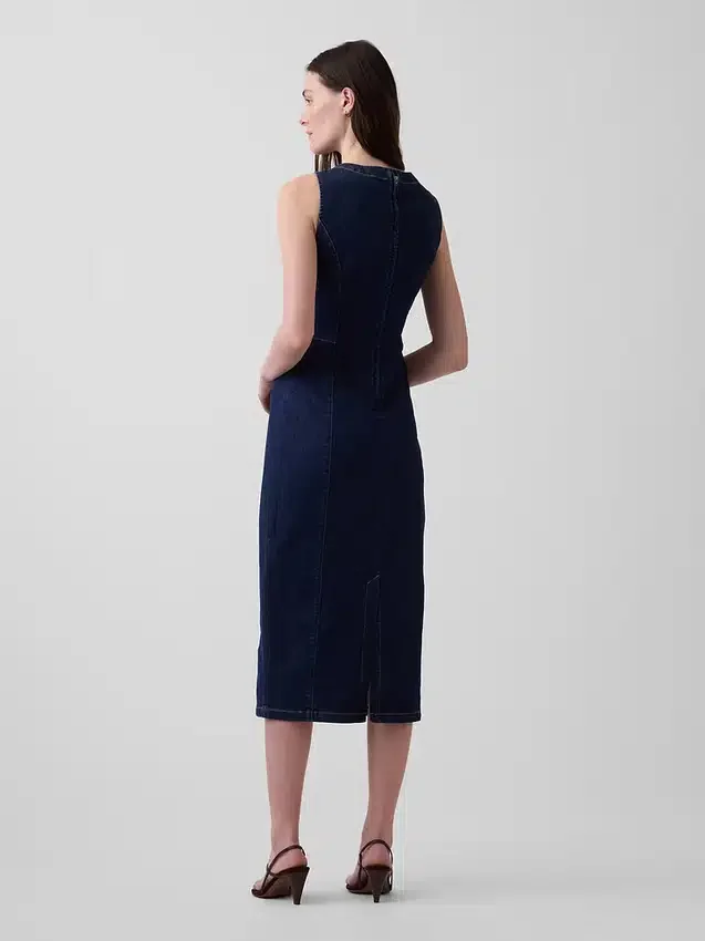 Denim bodycon midi-jurk