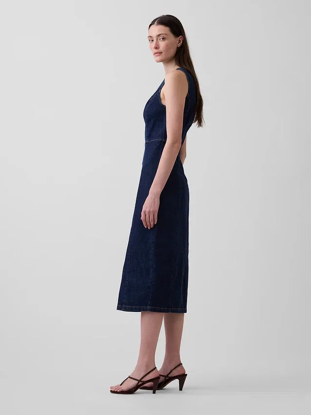 Denim bodycon midi-jurk