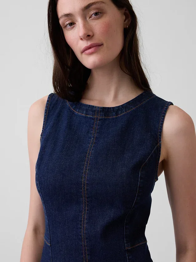 Denim bodycon midi-jurk