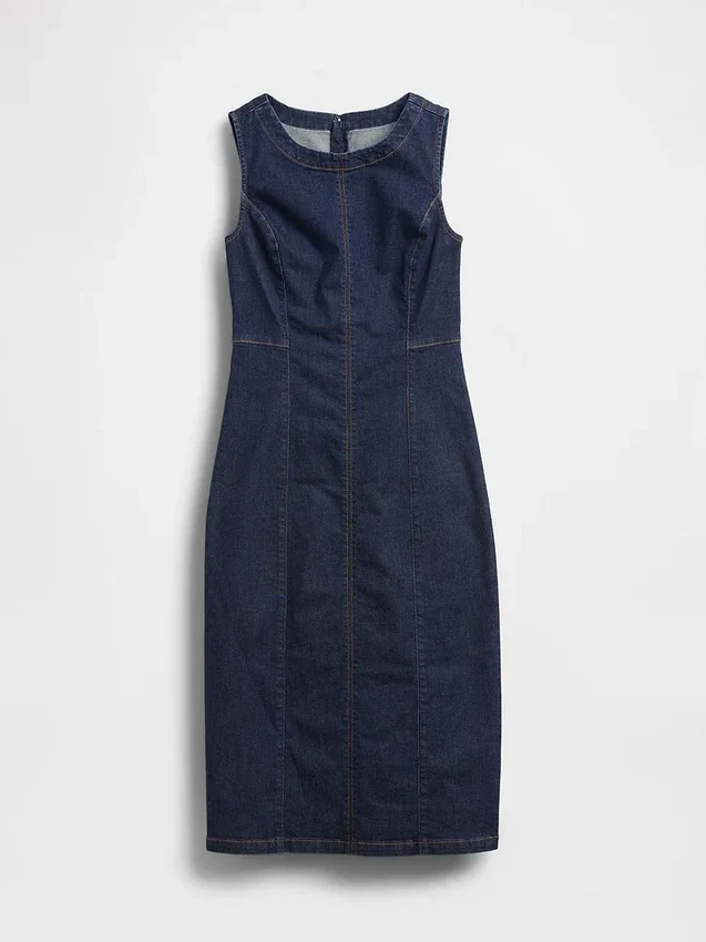 Denim bodycon midi-jurk
