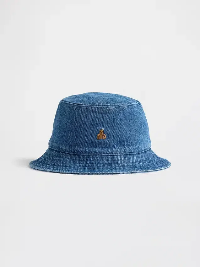 Denim buckethoed voor peuters met Brannan Bear