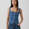 Denim corset-top met zakken