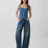 Denim corset-top met zakken