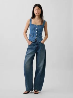 Denim corset-top met zakken
