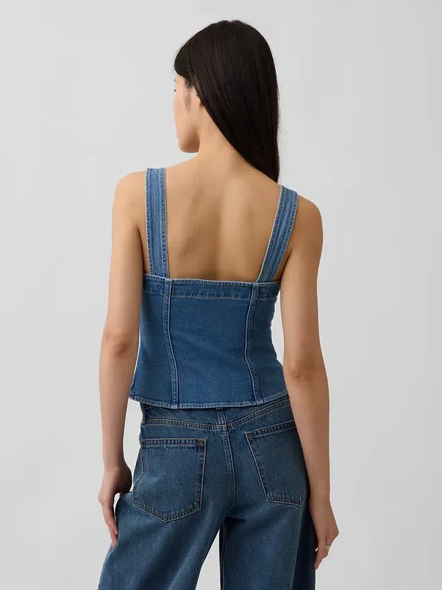 Denim corset-top met zakken