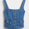Denim corset-top met zakken