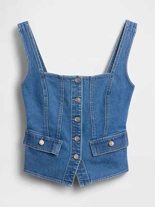 Denim corset-top met zakken
