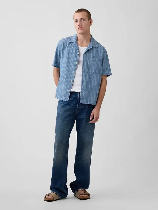 Denim Dobby-resortoverhemd