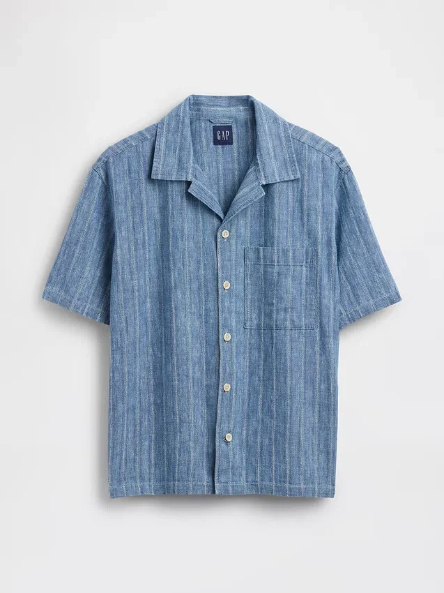 Denim Dobby-resortoverhemd