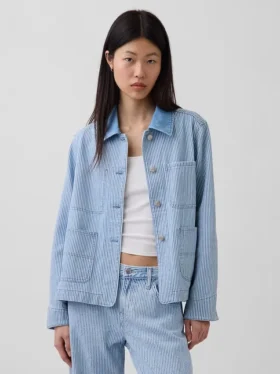 Denim gestreept werkjasje