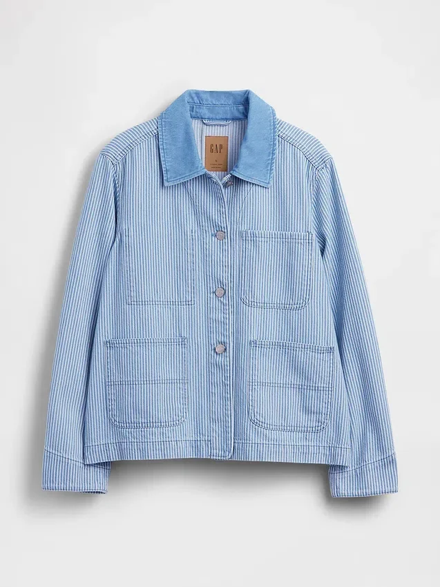 Denim gestreept werkjasje