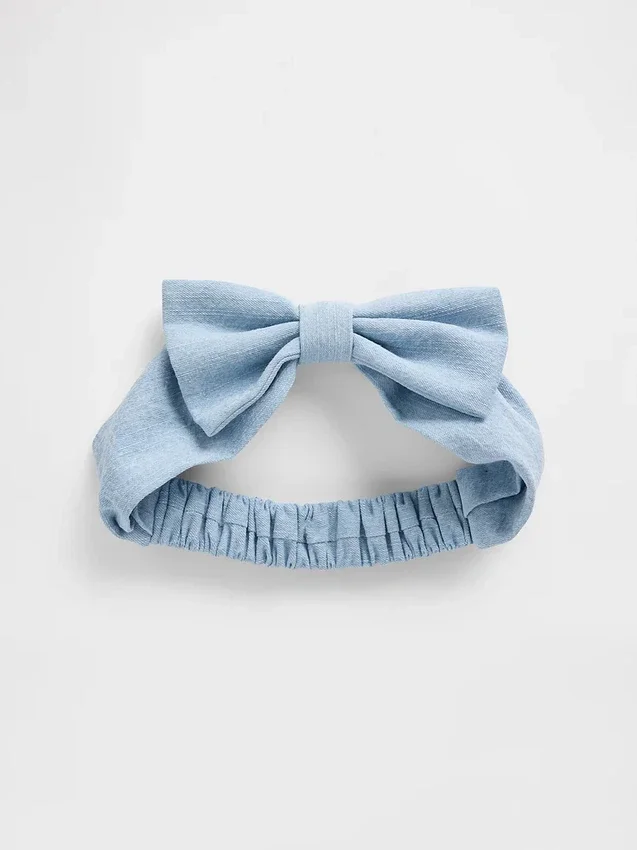 Denim haarband met strik voor baby's