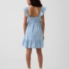 Denim jurk met fladdermouwtjes en sweetheart-halslijn