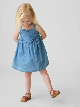 Denim jurk met hartjesprint voor Baby & Peuter