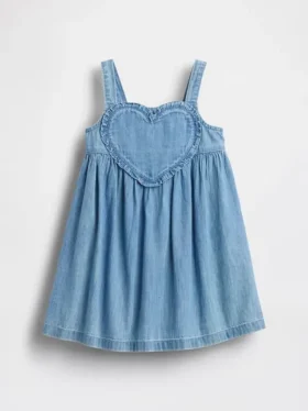 Denim jurk met hartjesprint voor Baby & Peuter