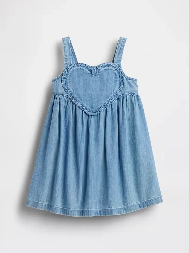 Denim jurk met hartjesprint voor Baby & Peuter