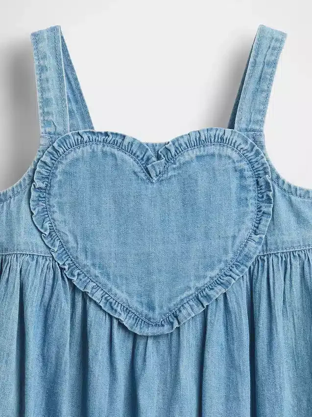 Denim jurk met hartjesprint voor Baby & Peuter