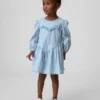 Denim jurk met ruches en hartjes voor Baby & Peuter