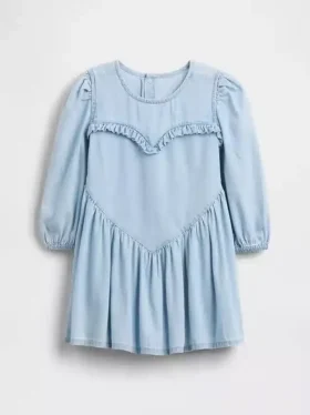 Denim jurk met ruches en hartjes voor Baby & Peuter