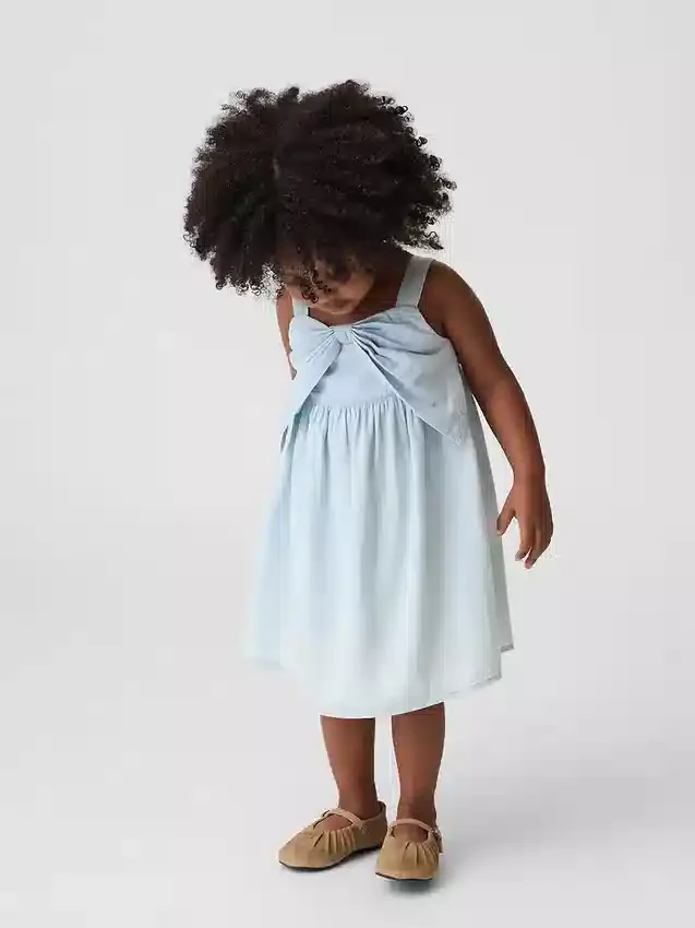 Denim jurk met strik voor Baby & Peuter