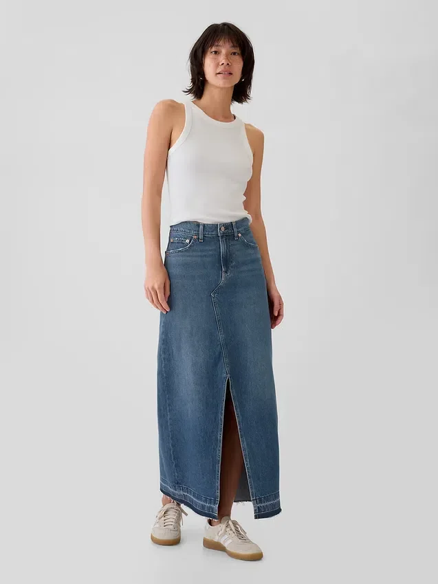 Denim maxi-rok