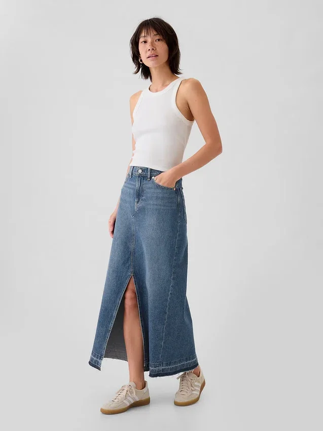 Denim maxi-rok