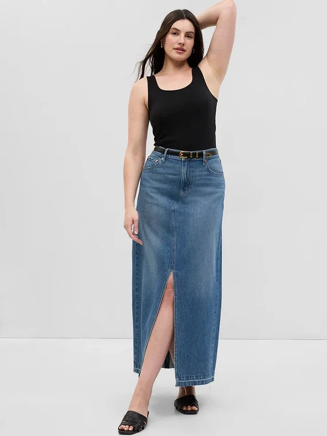 Denim maxi-rok