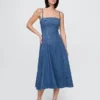Denim midi-jurk